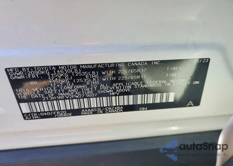 2023 Toyota Rav4 Le из США, поврежденный, VIN 2T3H1RFV2PW271607